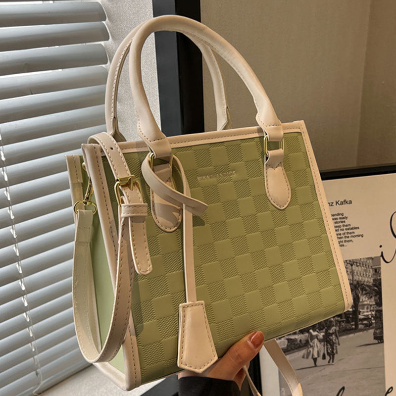 Wholesale Plaid Simple PU Large Capacity Shoulder Tote Bag